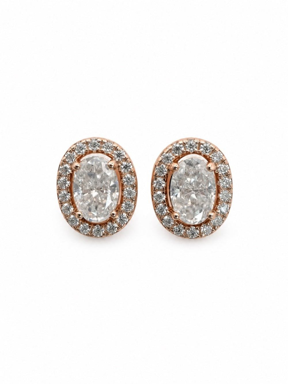 1.22 CT Moissanite Oval Diamond Rose Gold Studs