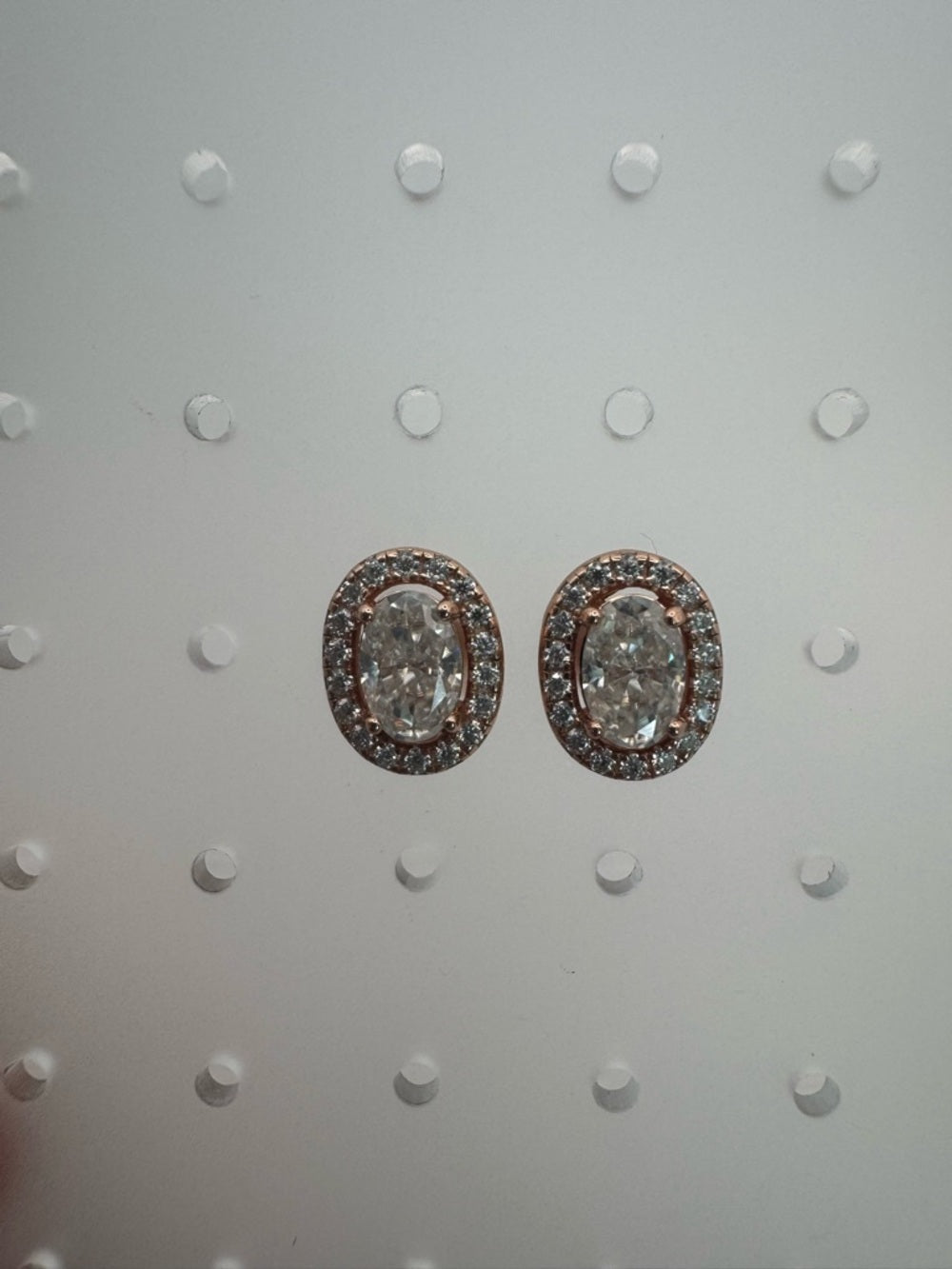 1.22 CT Moissanite Oval Diamond Rose Gold Studs
