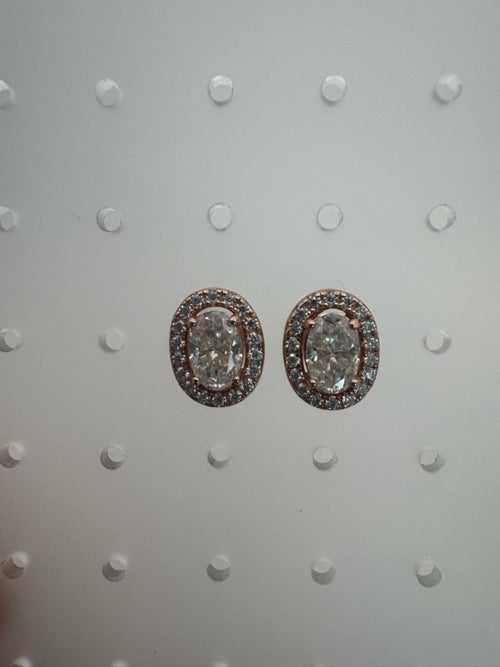 1.22 CT Moissanite Oval Diamond Rose Gold Studs