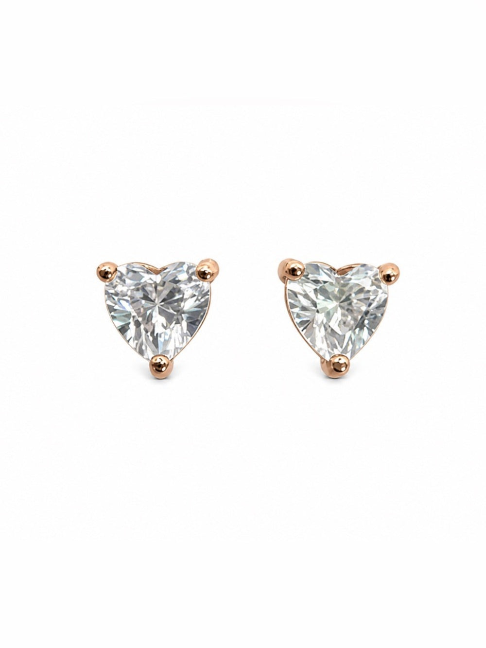 0.60 CT Moissanite Diamond Heart Rose Gold Studs