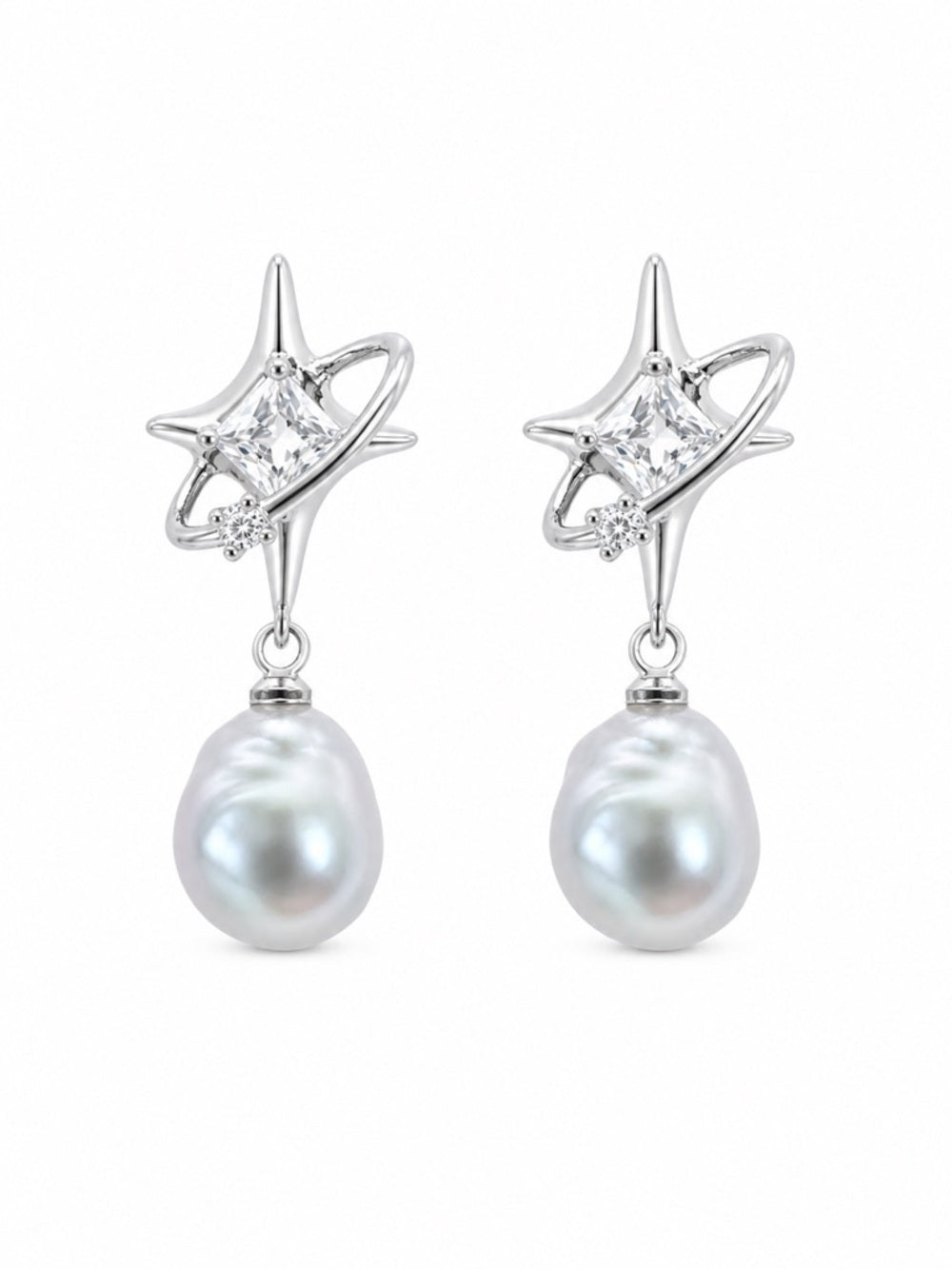 Akoya Sea Pearl Shooting Star Dangle Earrings