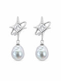 Akoya Sea Pearl Shooting Star Dangle Earrings