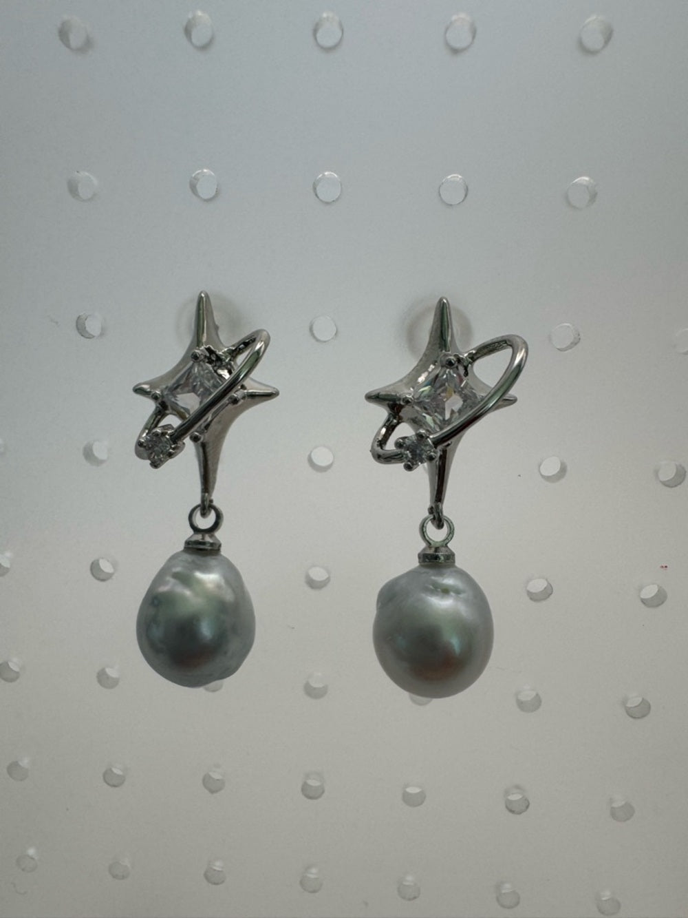 Akoya Sea Pearl Shooting Star Dangle Earrings