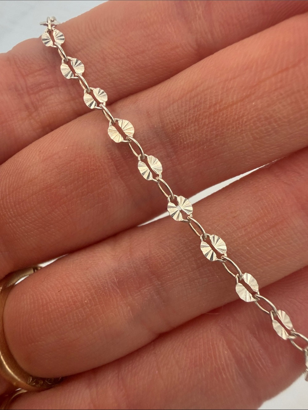 2.9mm Silver Sparkle Disc Link Custom Bracelet