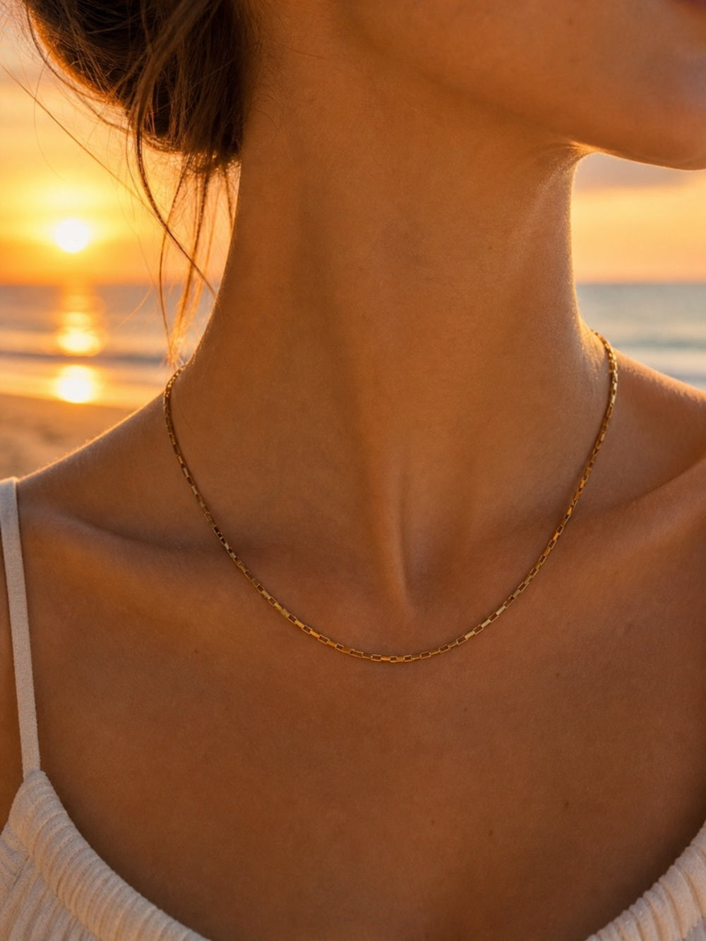 1mm Linear Link Gold Necklace