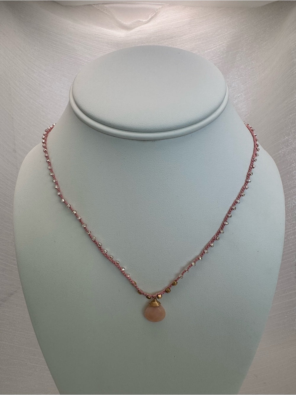 Peachy Pink Opal Silkdrop Necklace