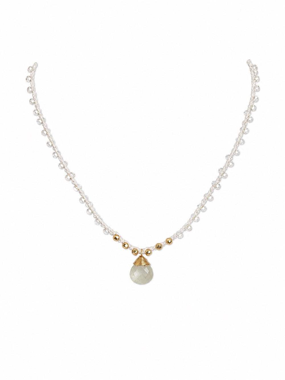 White Flash Moonstone Silkdrop Necklace