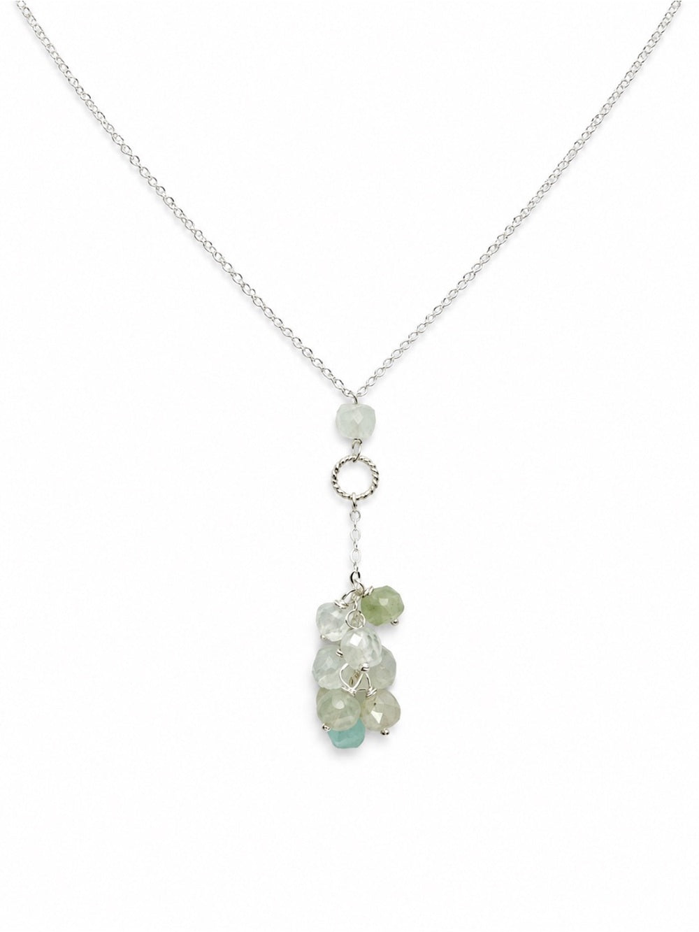 N0016 Aquamarine Cluster Lariat Necklace