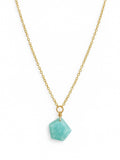 N063 Amazonite Hexagon Gold Necklace
