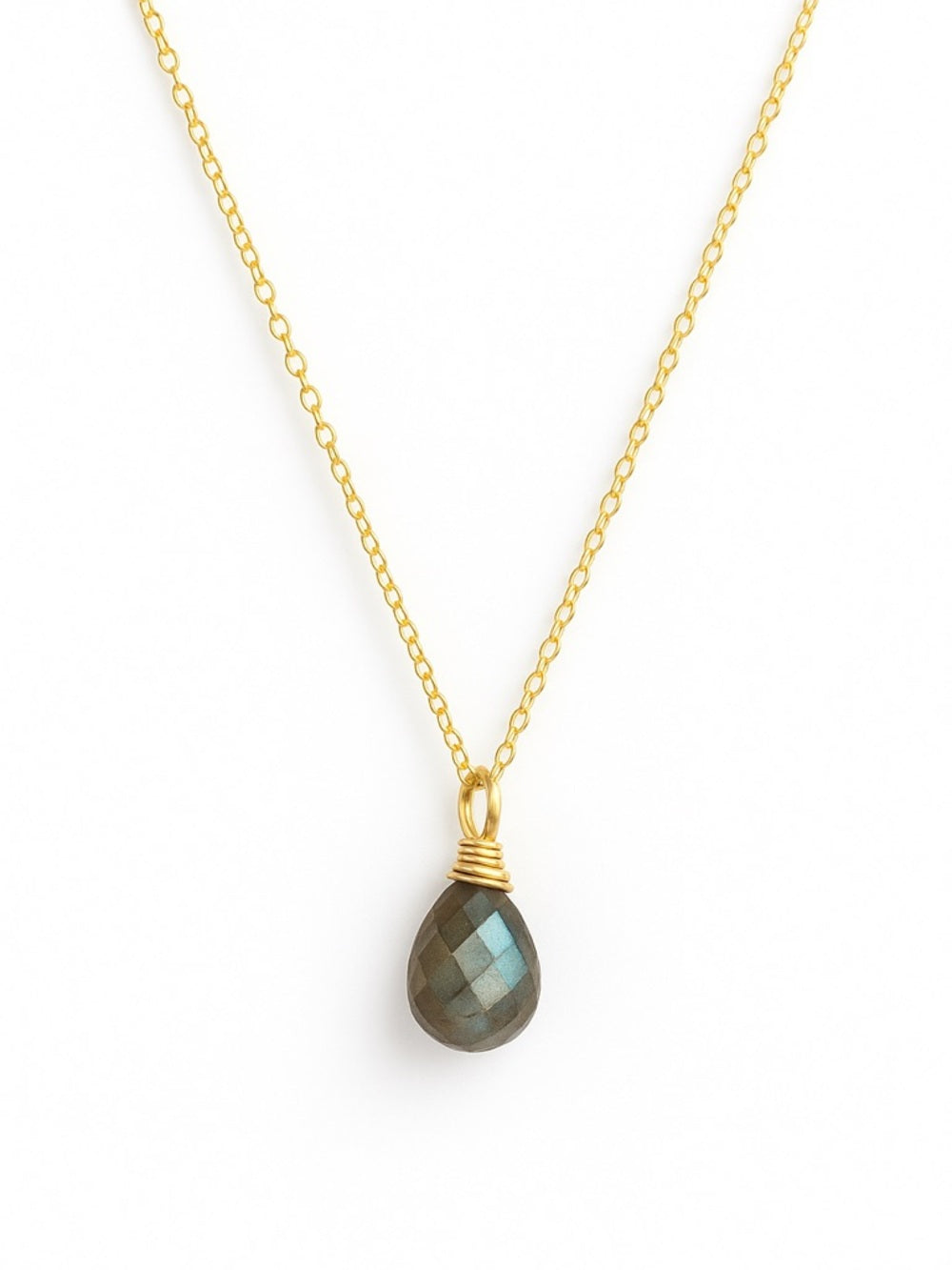N372 Labradorite Gold Necklace