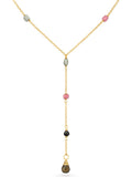 L021 Rainbow Tourmaline Gold Lariat