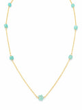 N024 Amazonite Star and Cube Station Gold Necklace