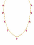 N0020 Ruby Paperclip Gold Necklace