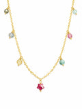 N089 Rainbow Tourmaline Star Necklace