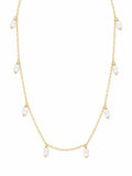 N288 Blue Opal Rondelle Gold Necklace