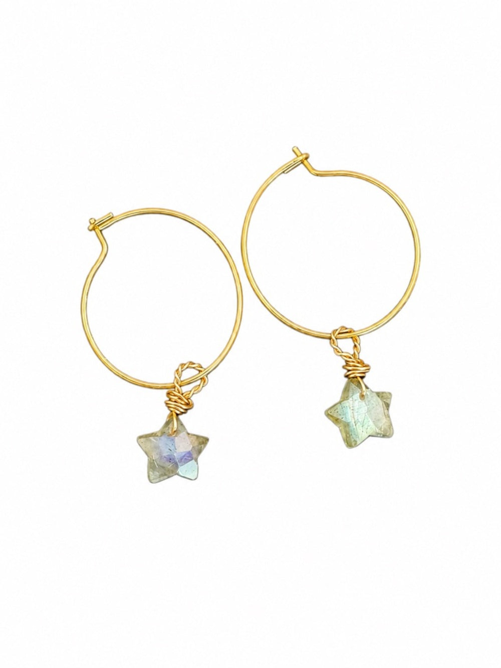 HP2371 Labradorite Star Gold Hoops