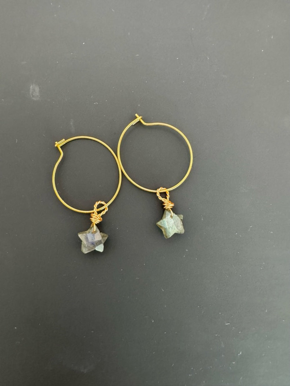 HP2371 Labradorite Star Gold Hoops