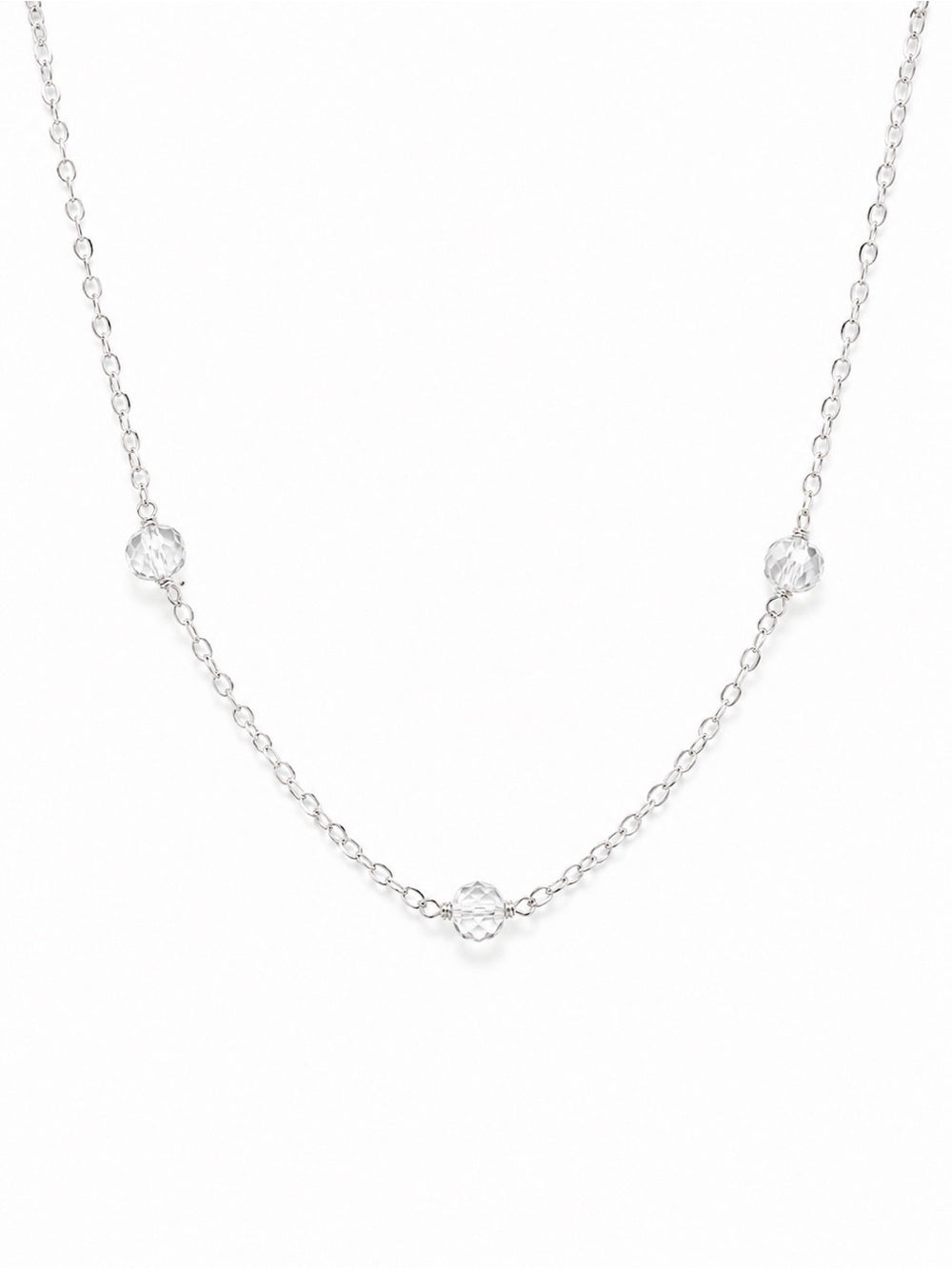 N077 Clear Quartz Triple Stationary Necklace