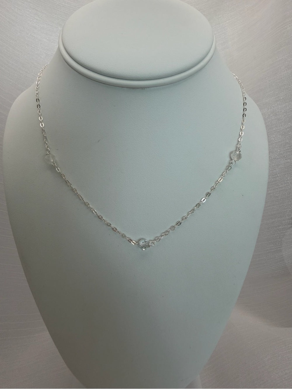 N077 Clear Quartz Triple Stationary Necklace
