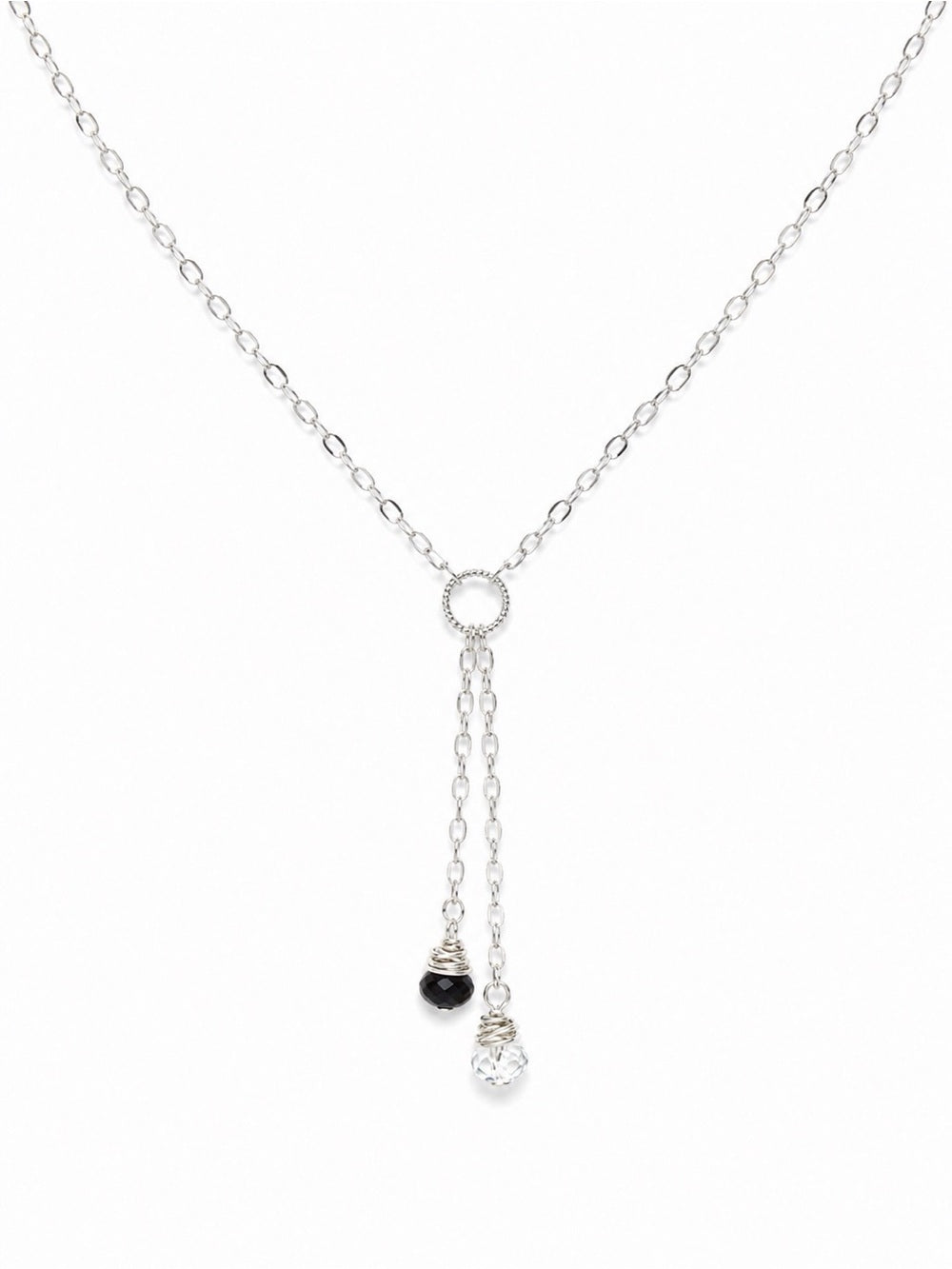 N0022 Mixed Sapphire Circle Lariat Necklace