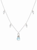 N033 Aquamarine & Clear Quartz Stationary Necklace