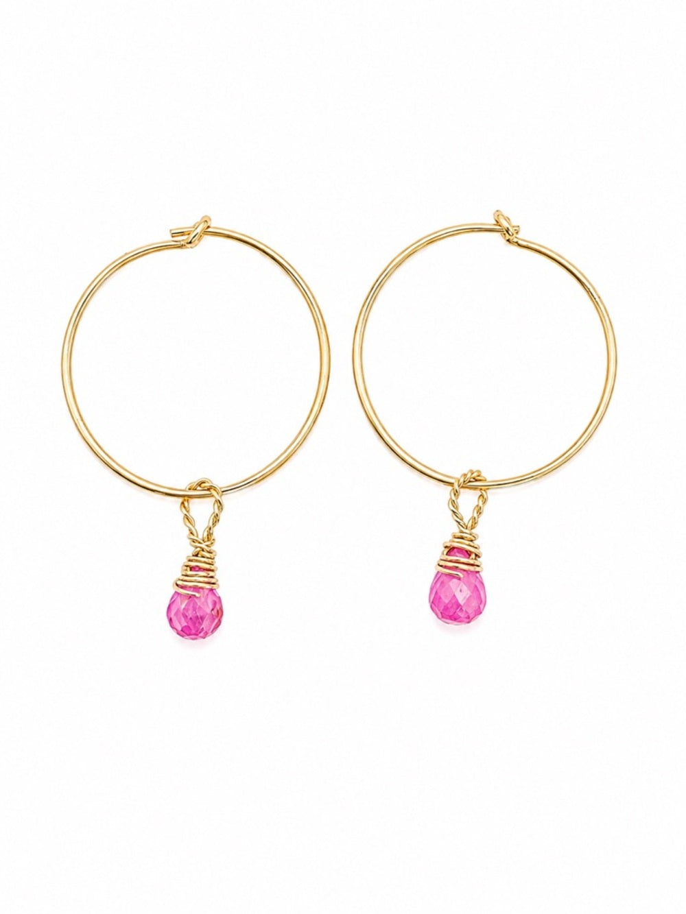 HP83772 Pink Sapphire Gold Hoops