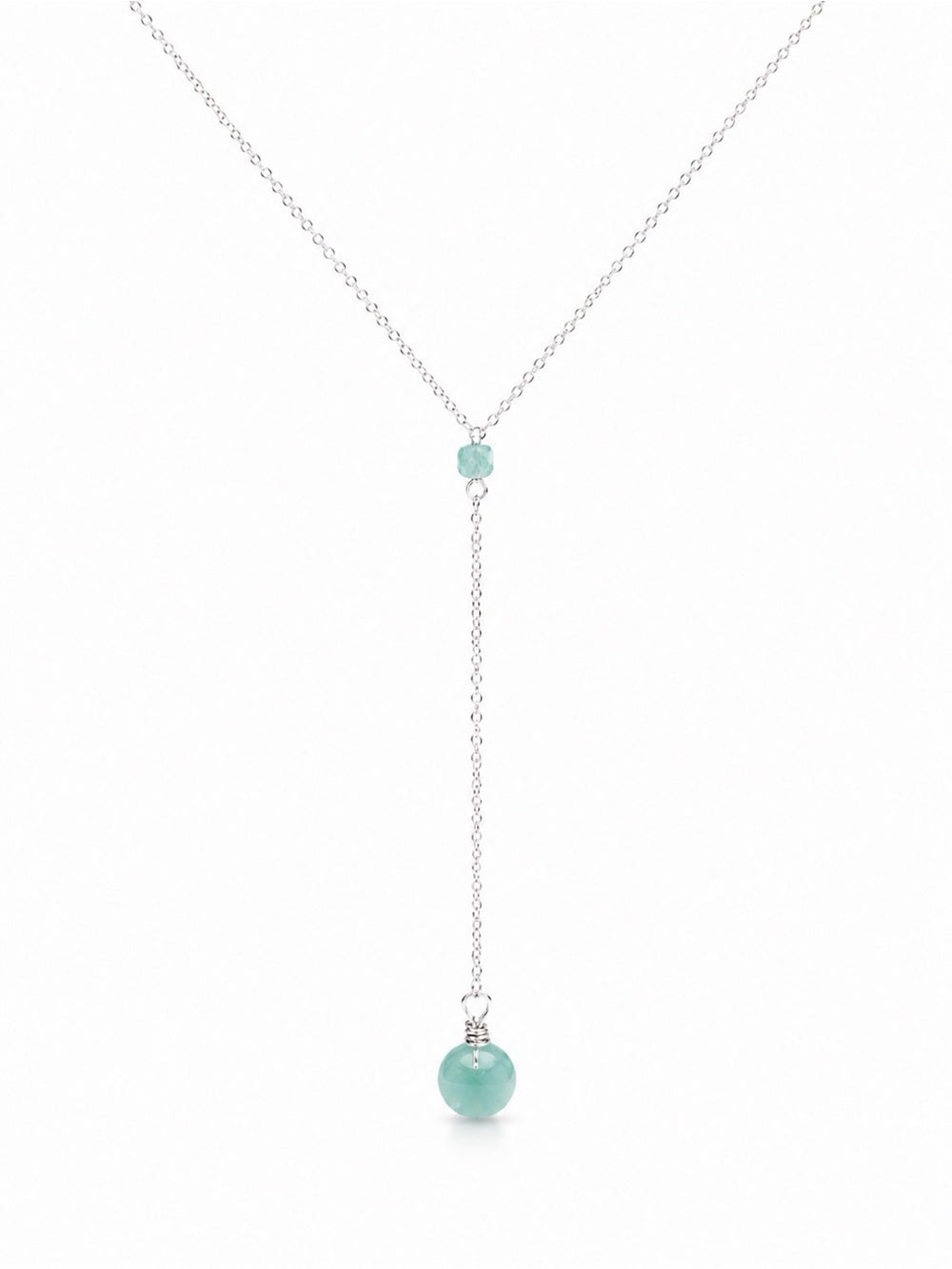 L016 Amazonite Coin Lariat Necklace