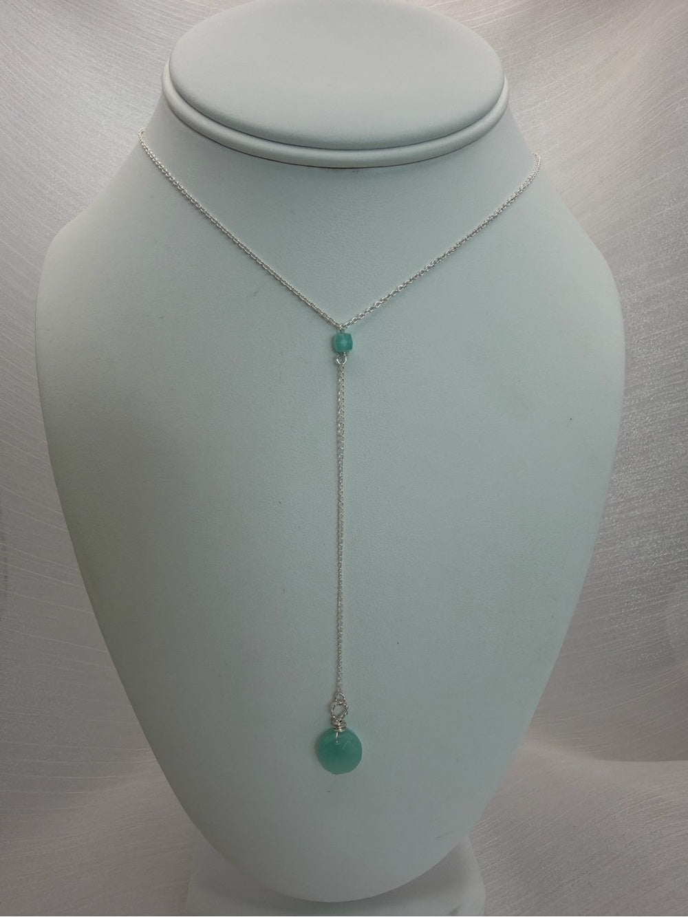 L016 Amazonite Coin Lariat Necklace
