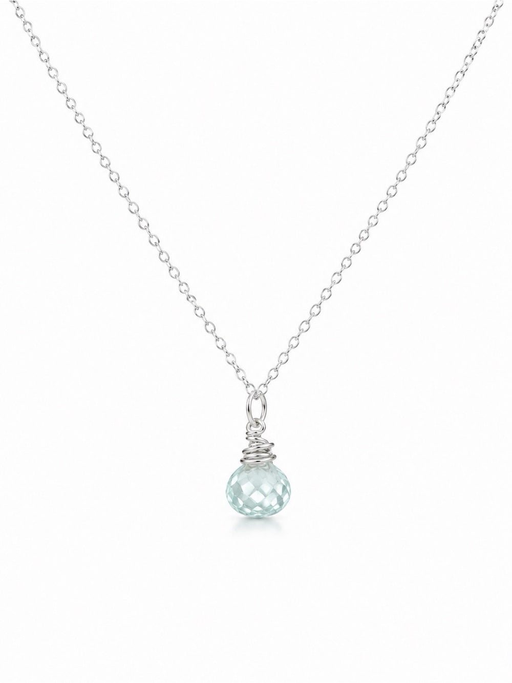 N098 Blue Topaz Onion Cut Necklace