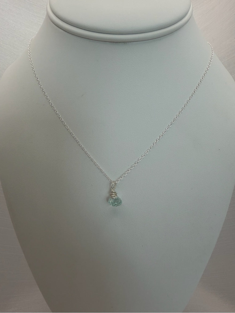 N098 Blue Topaz Onion Cut Necklace