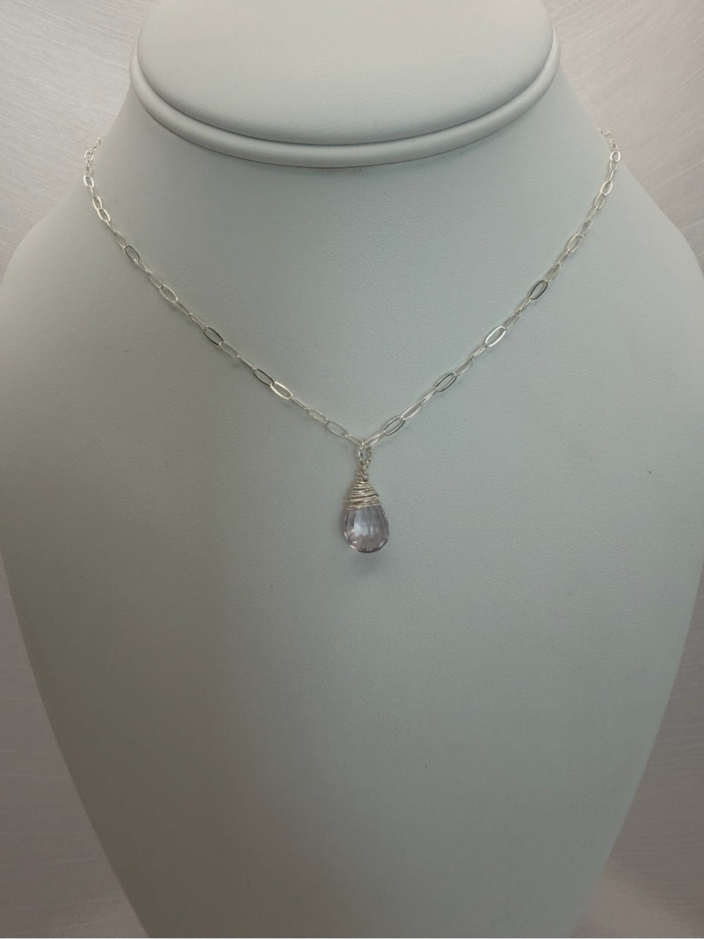 N049 Lavender Quartz Paperclip Necklace