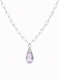 N049 Lavender Quartz Paperclip Necklace