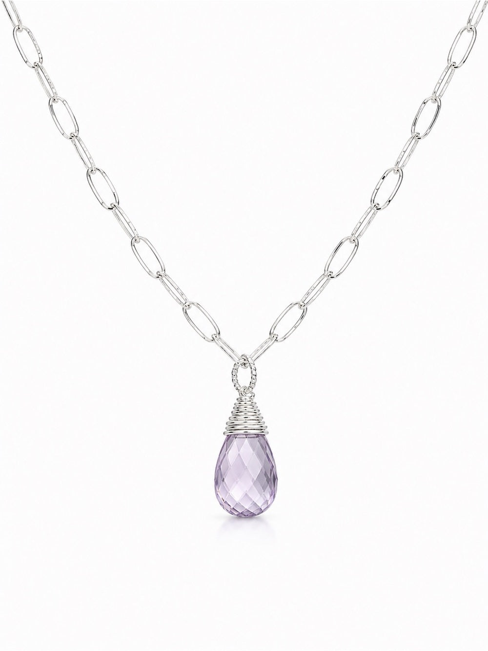 N049 Lavender Quartz Paperclip Necklace