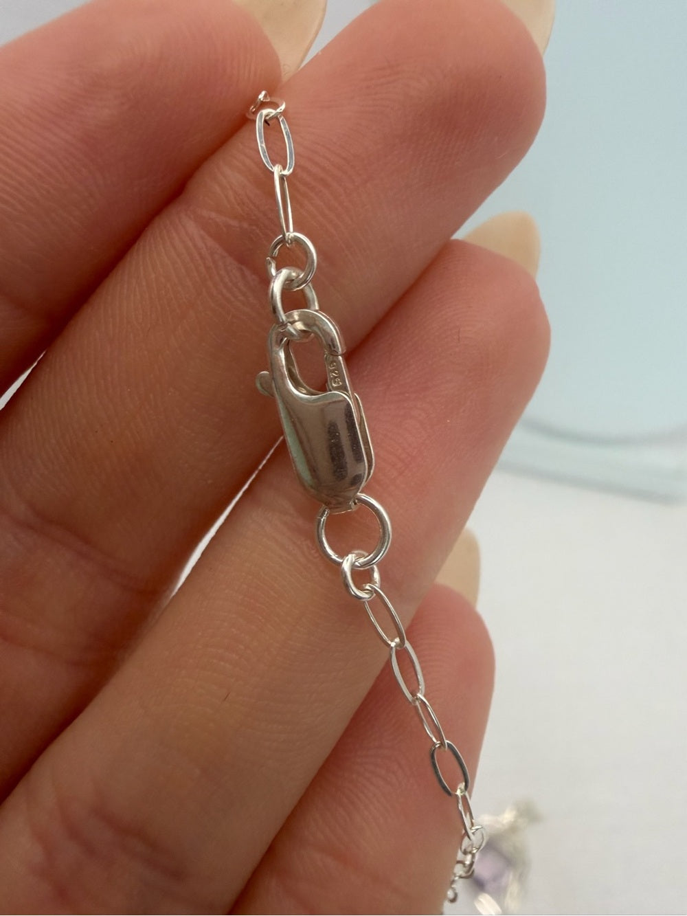 N049 Lavender Quartz Paperclip Necklace