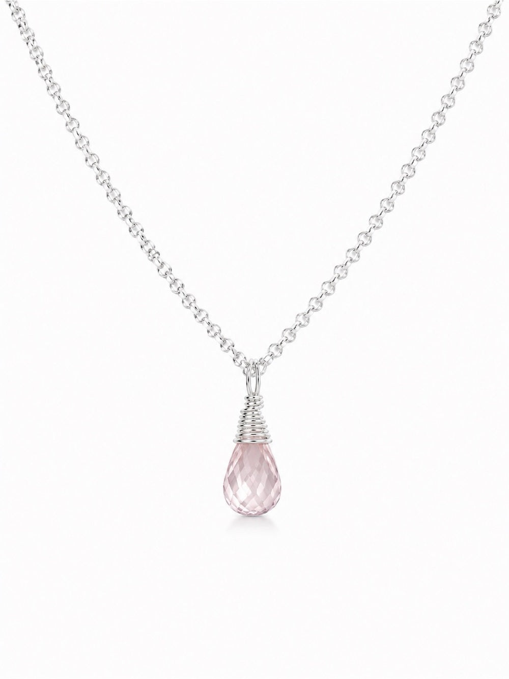 N5017 Rose Quartz Briollette Necklace