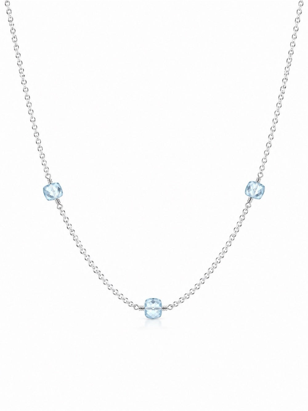 N099 Blue Topaz Triple Station Necklace
