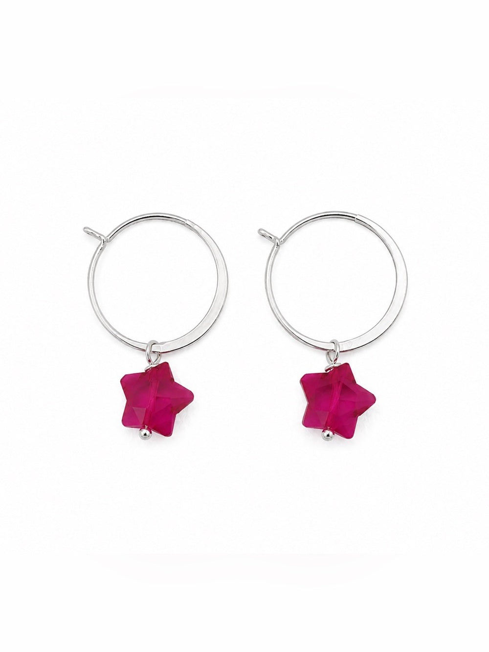 HP0010 Pink Chalcedony Star Mini Hoops