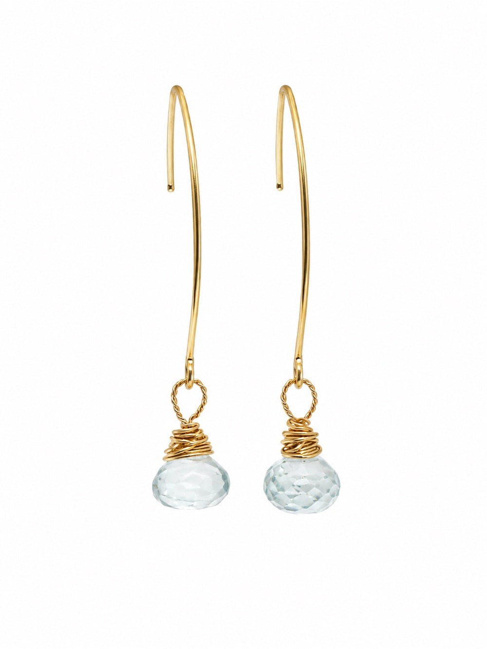 HT0015 Aquamarine Gold Hook Earrings