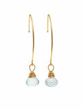 HT0015 Aquamarine Gold Hook Earrings