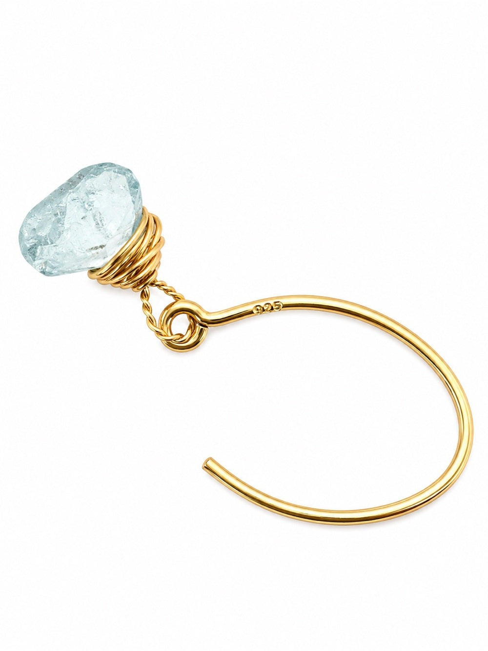 HT0015 Aquamarine Gold Hook Earrings