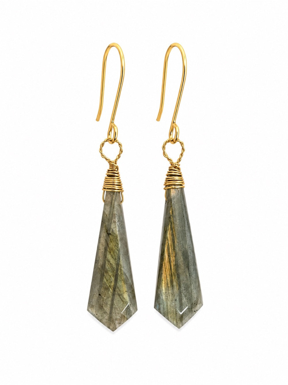 HK79325 Labradorite Kite Gold Earrings