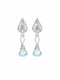 P077 Blue Topaz Lace Dangle Stud Earrings
