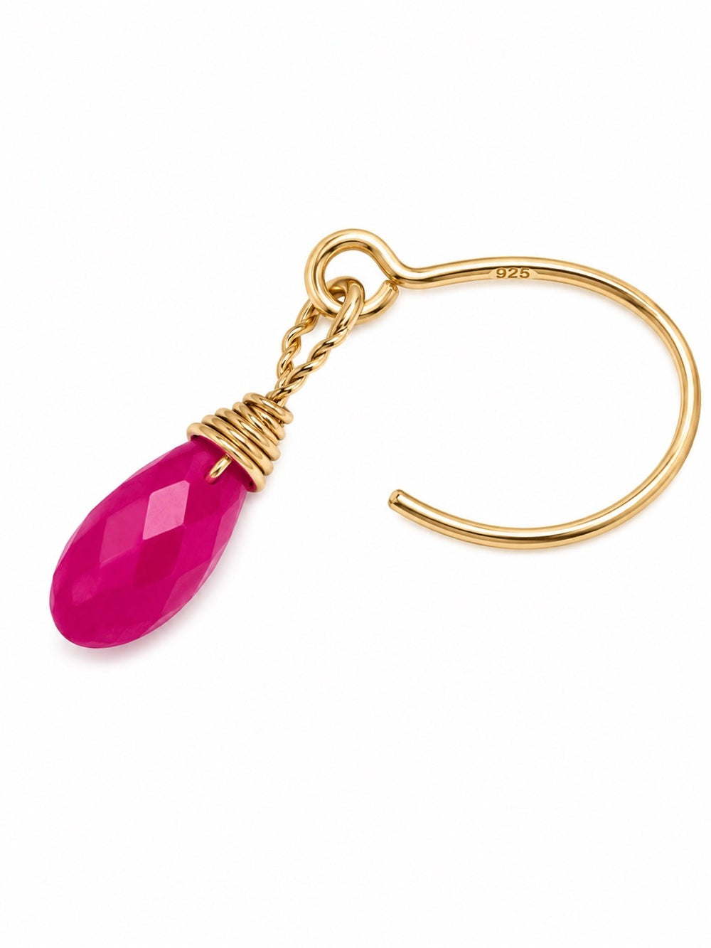 HT0500 Pink Chalcedony Teardrop Gold Earrings