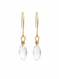 HK039 Clear Quartz Marquise Gold Earrings