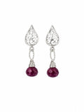 P061 Ruby Lace Teardrop Dangle Stud Earrings