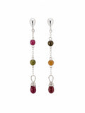 P070 Rainbow Tourmaline Stud Earrings in Silver