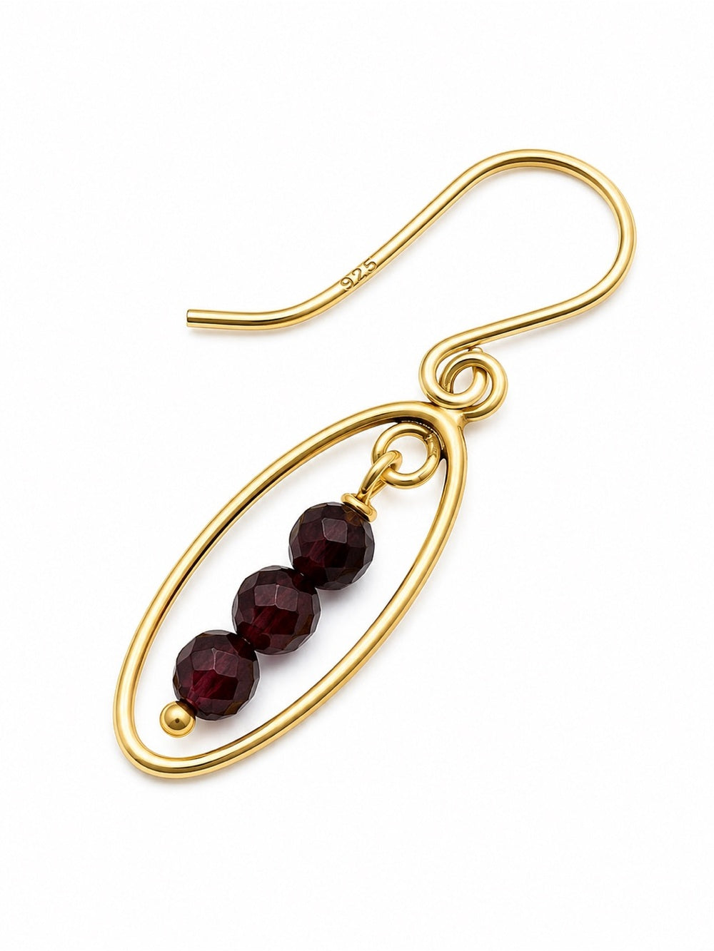 HK070 Purple Garnet Gold Chandelier Earrings