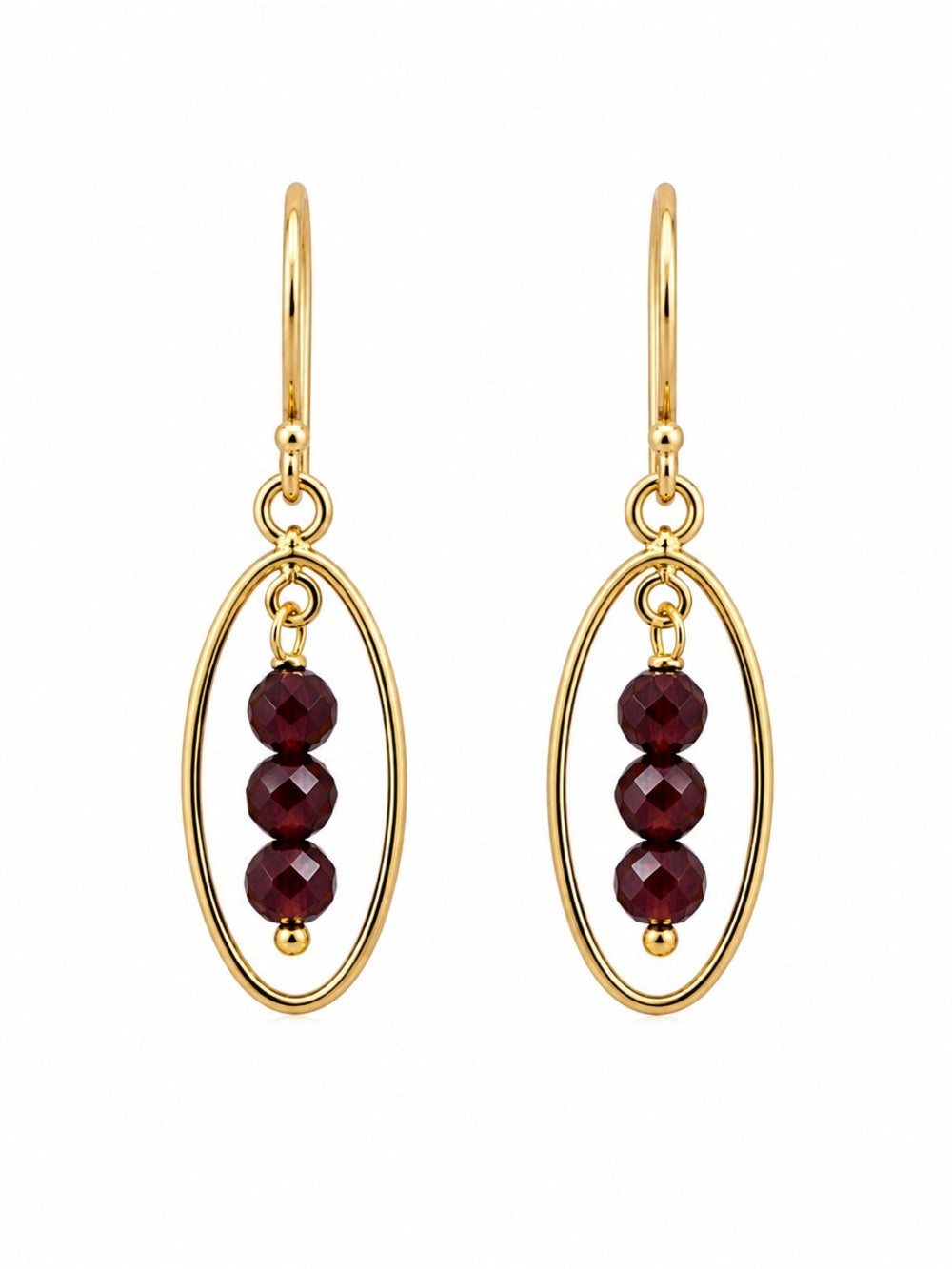 HK070 Purple Garnet Gold Chandelier Earrings