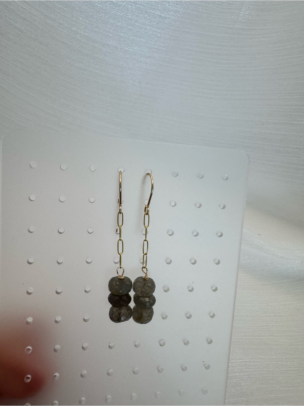 HK2418 Labradorite Gold Earrings