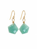HK037 Amazonite Hexagon Gold Earrings